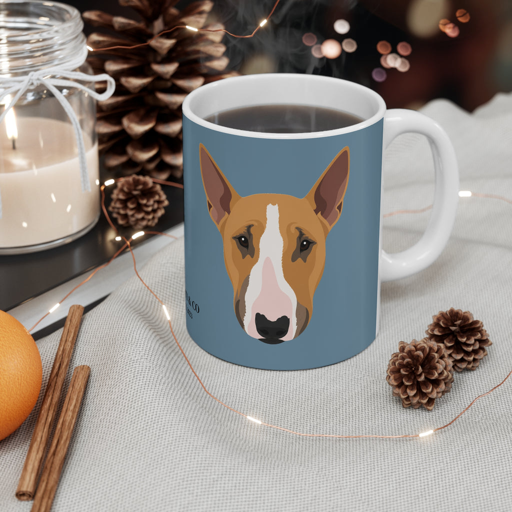 Bull Terrier Mug - Bunty - Dusty Blue