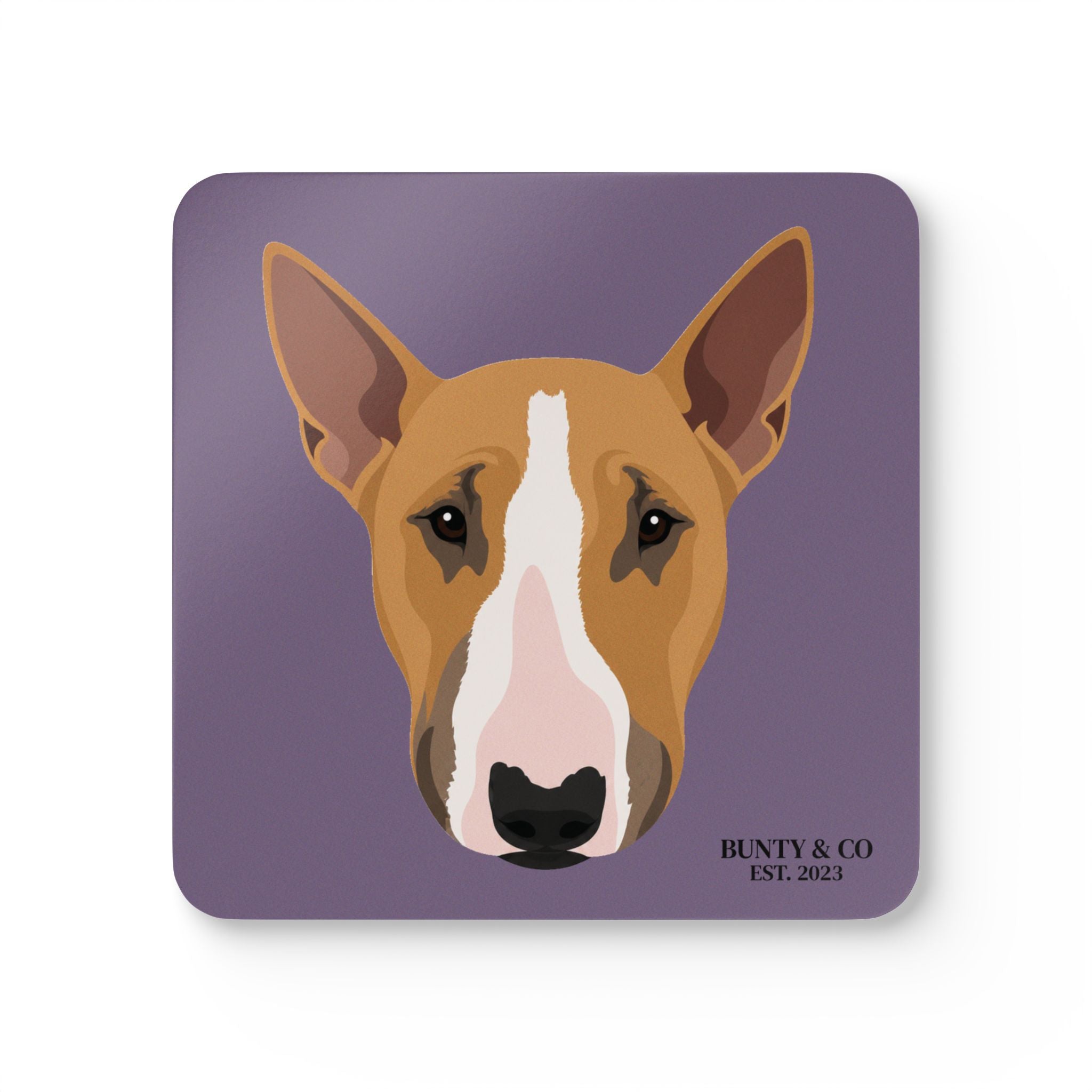Bull Terrier Cork Coaster Set (4 Pack)  - Bunty - Plum