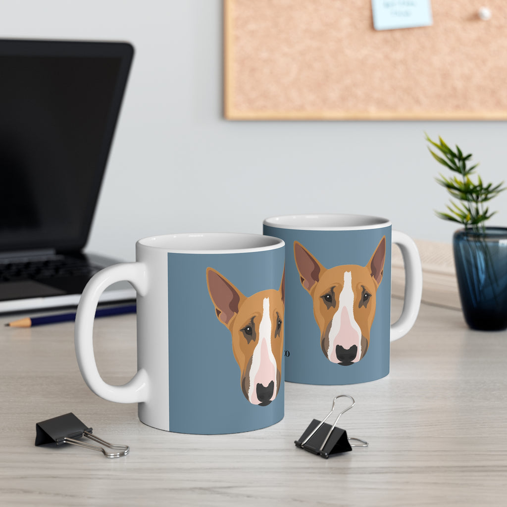 Bull Terrier Mug - Bunty - Dusty Blue