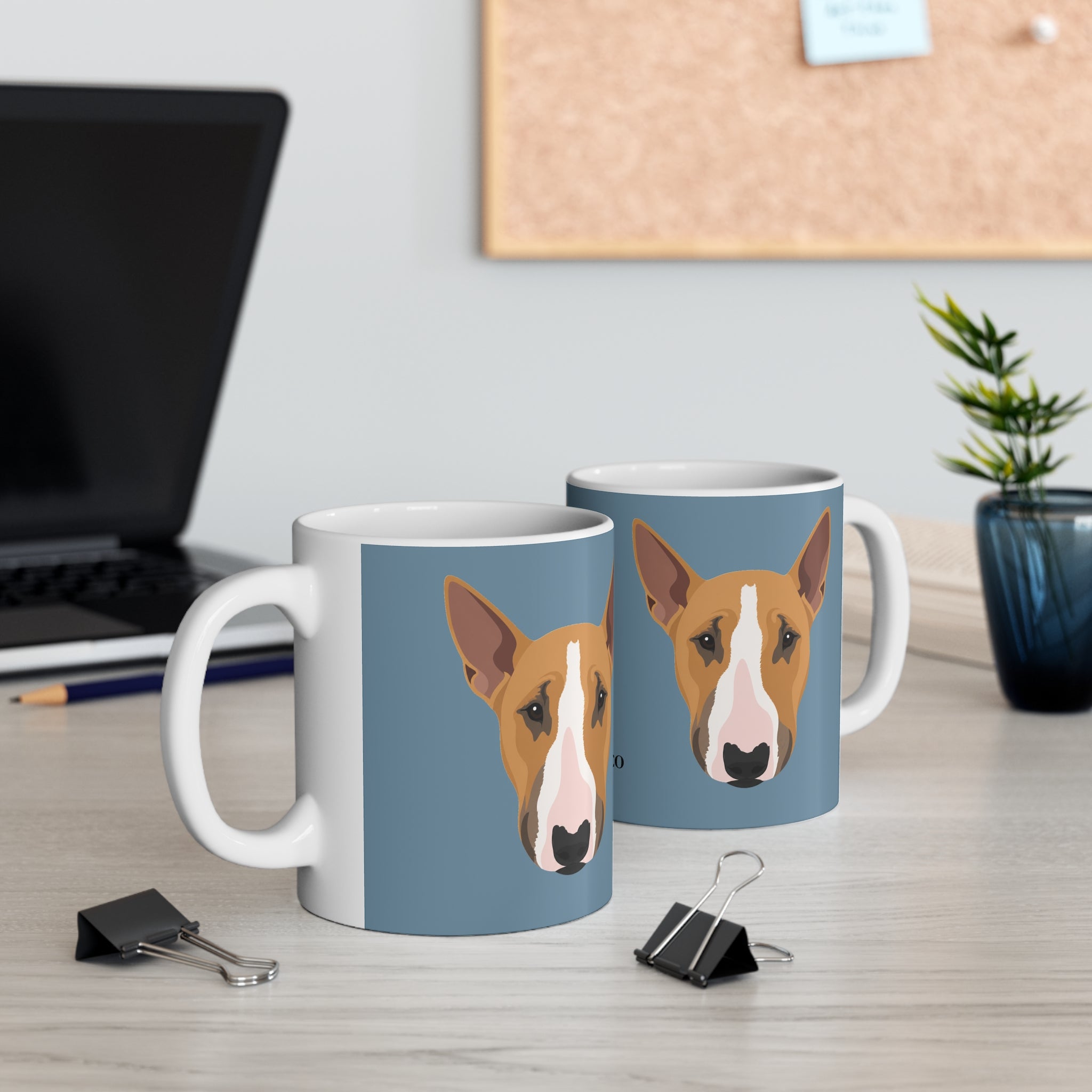 Bull Terrier Mug - Bunty - Dusty Blue