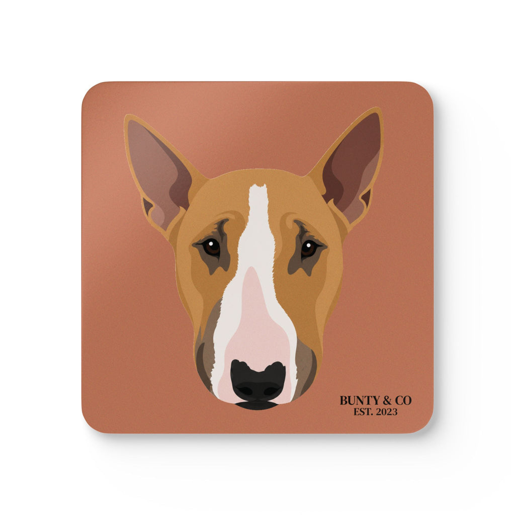 Bull Terrier Cork Coaster Set (4 Pack) - Bunty - Burnt Orange