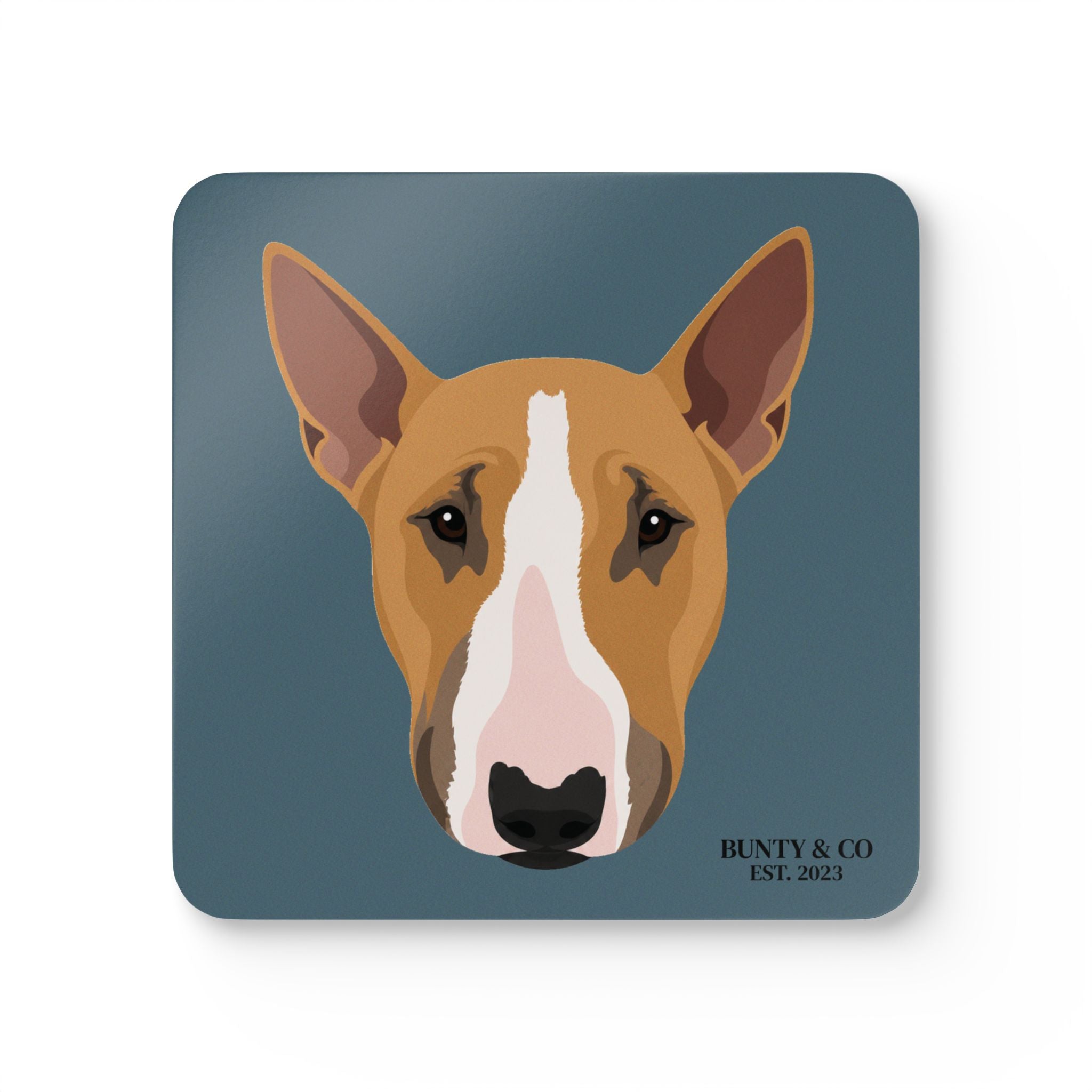 Bull Terrier Cork Coaster Set (4 Pack) - Bunty - Slate Blue