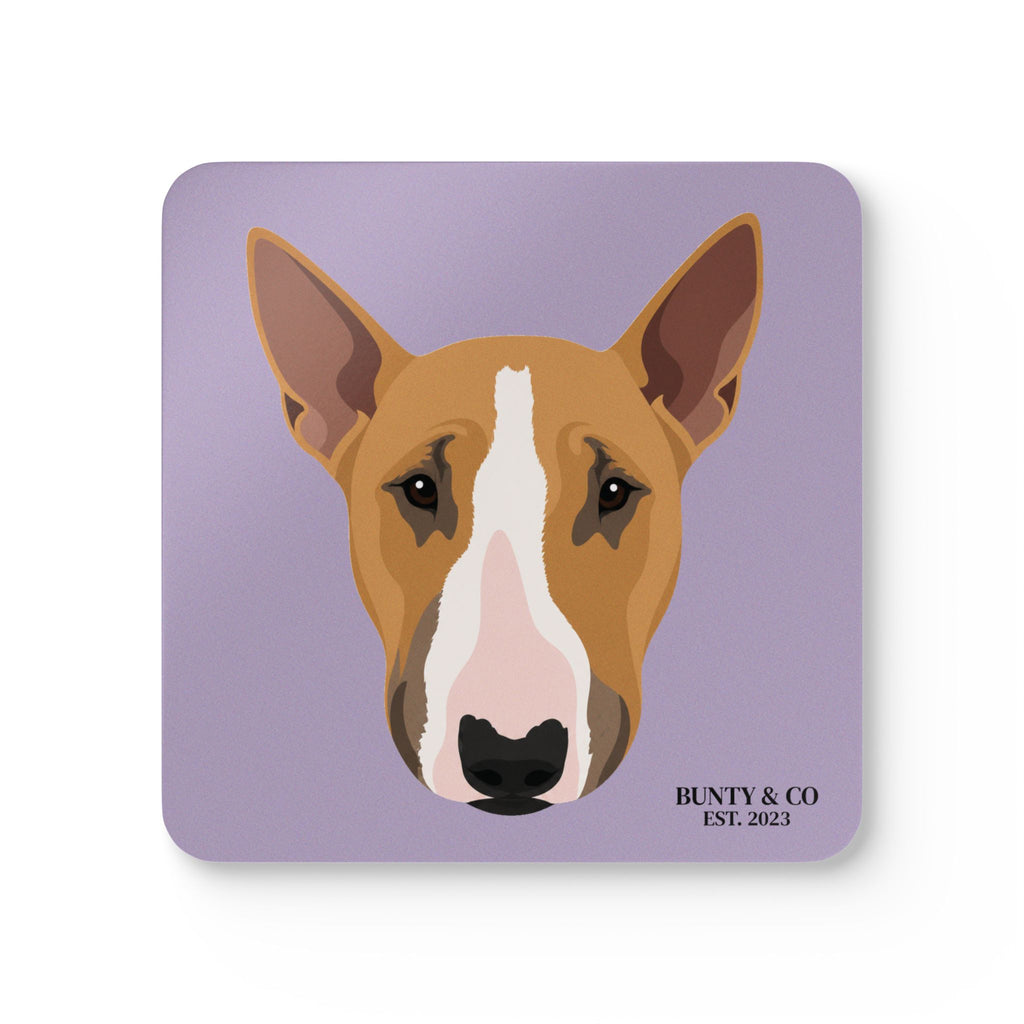 Bull Terrier Cork Coaster Set (4 Pack)  - Bunty - Lavender