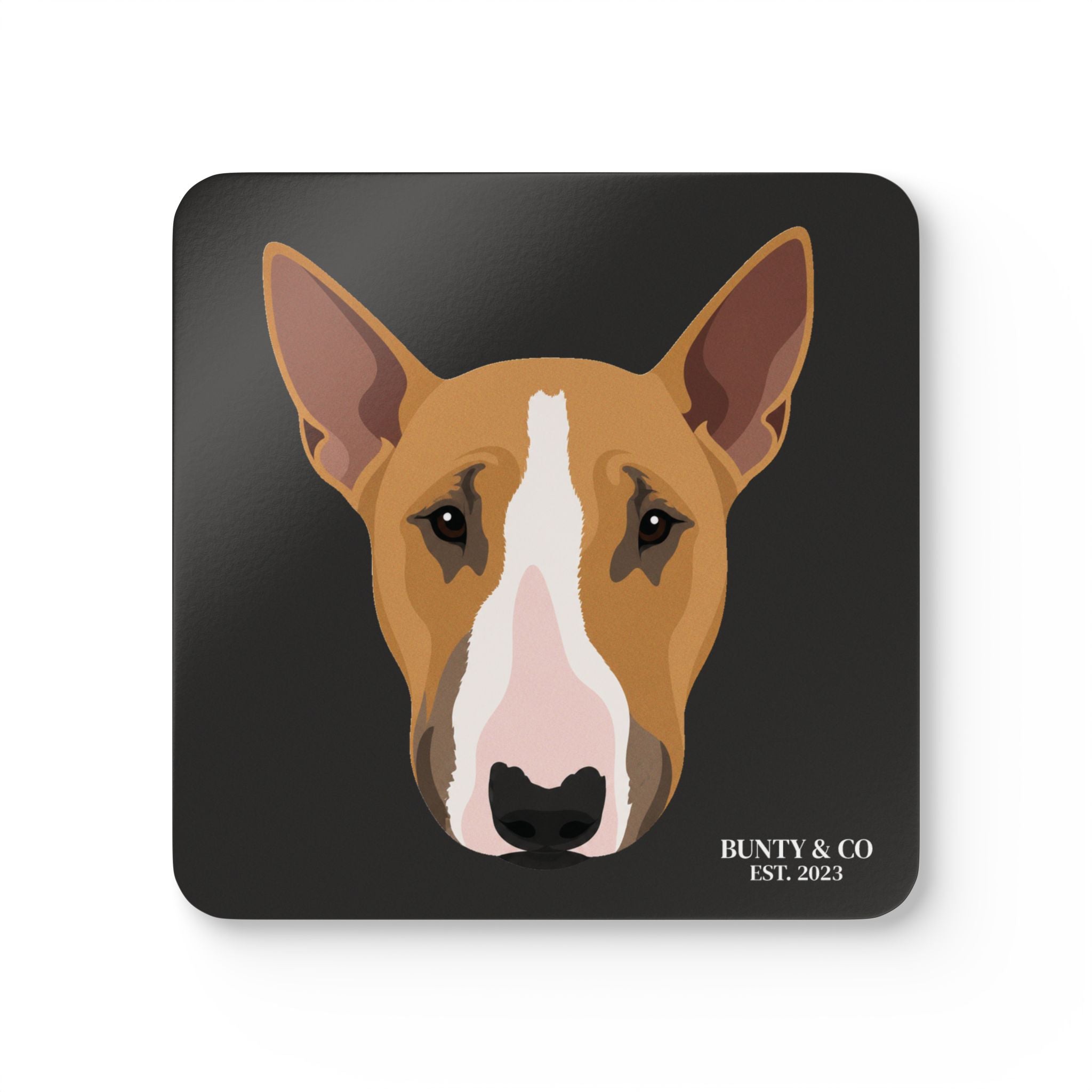 Bull Terrier Cork Coaster Set (4 Pack) - Bunty - Charcoal