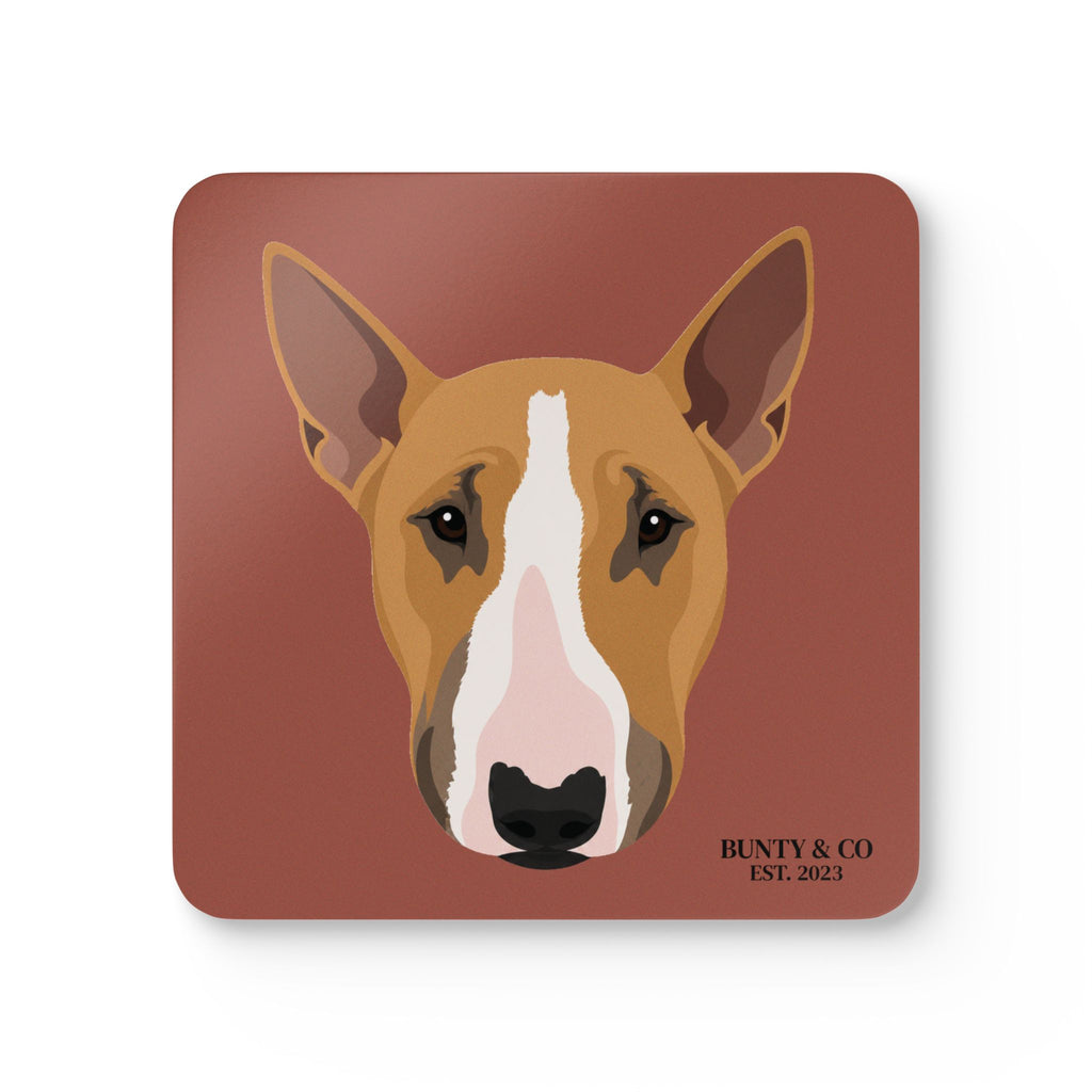 Bull Terrier Cork Coaster Set (4 Pack)  - Bunty - Brick Red