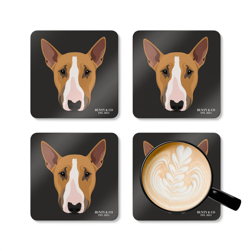 Bull Terrier Cork Coaster Set (4 Pack) - Bunty - Charcoal