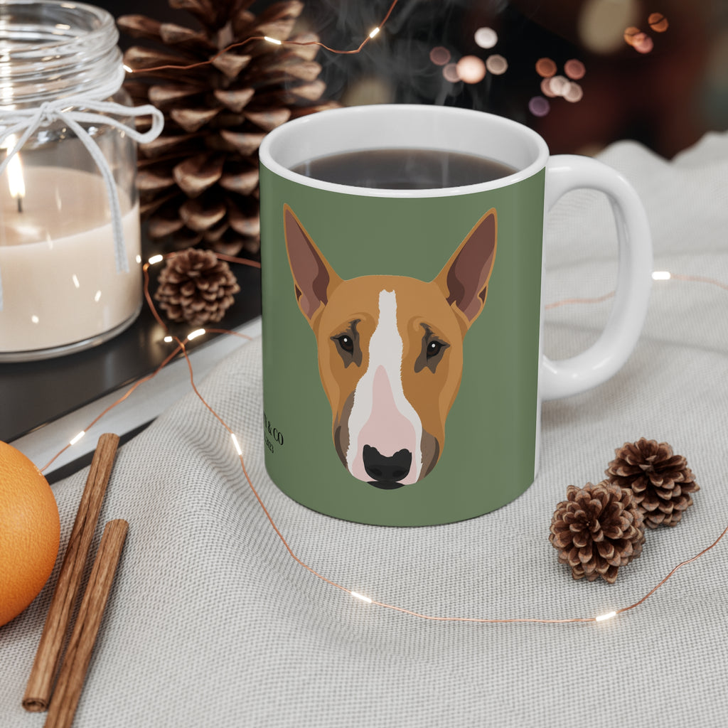 Bull Terrier Mug - Bunty - Olive Green