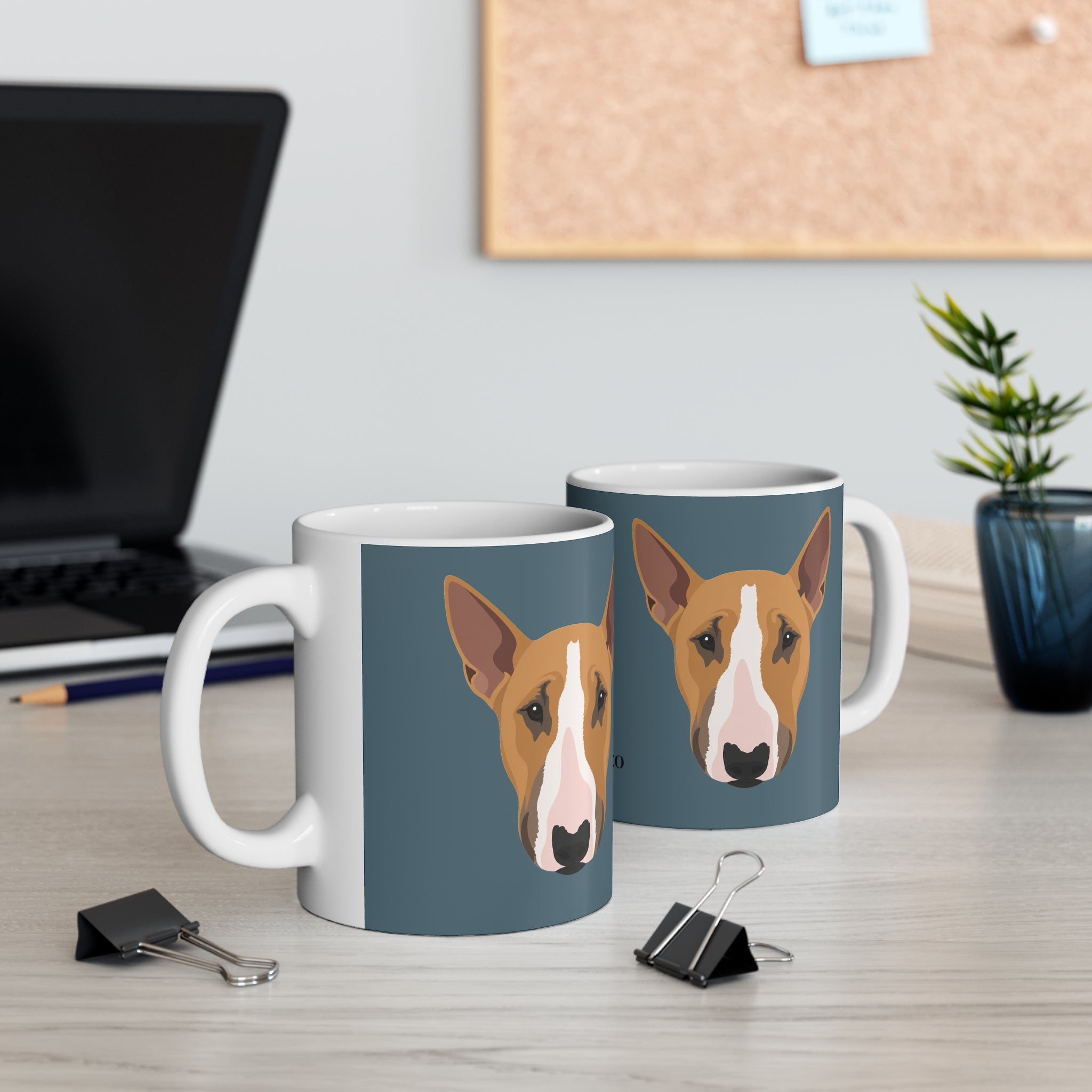 Bull Terrier Mug - Bunty - Slate Blue
